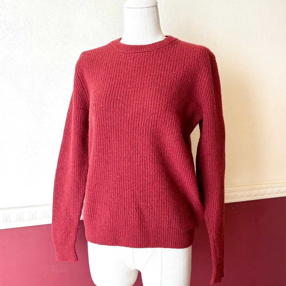 Bonobos Pullover Sweater Red‎ 100% Extra Fine Merino Wool Crewneck Ribbed Size S